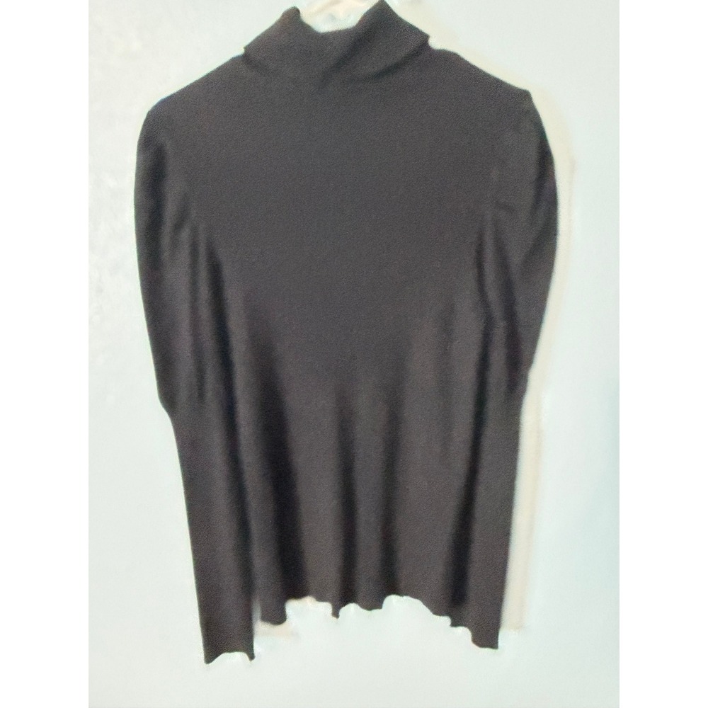Anthropologie Black Ribbed Puff Sleeve Turtleneck Sweater XL NWT Quiet Luxury - Picture 2 of 5
